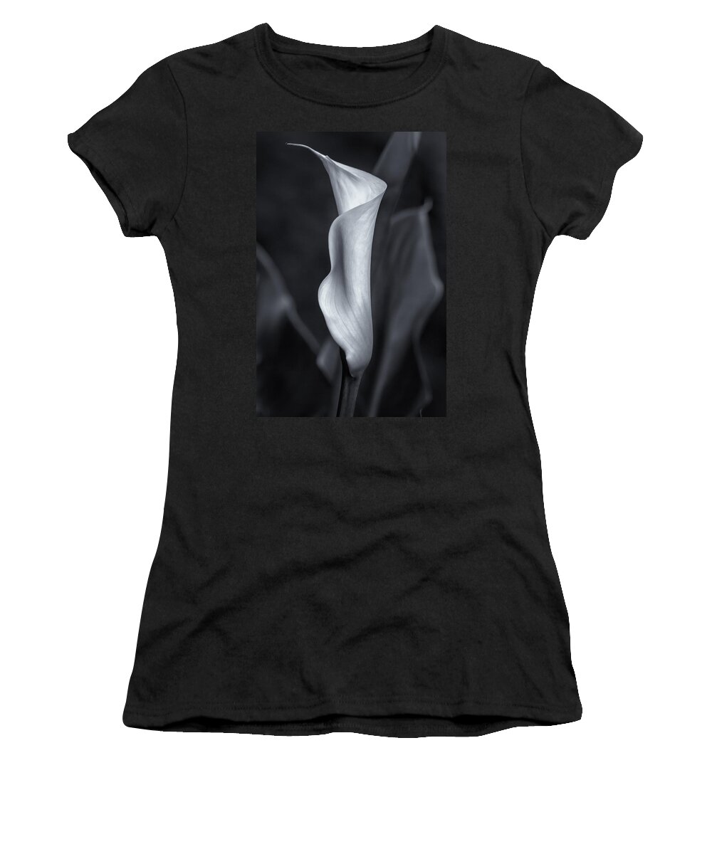 Calla Women's T-Shirt featuring the photograph Calla Lily No. 2 - BW by Belinda Greb