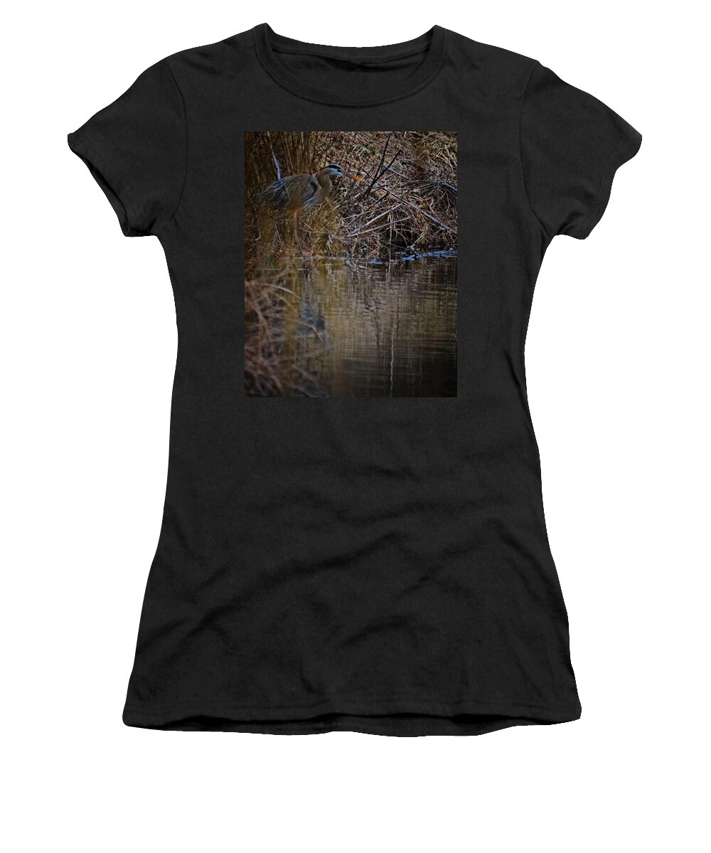 Great Blue Heron Women's T-Shirt featuring the photograph Camouflage by Robert McCubbin