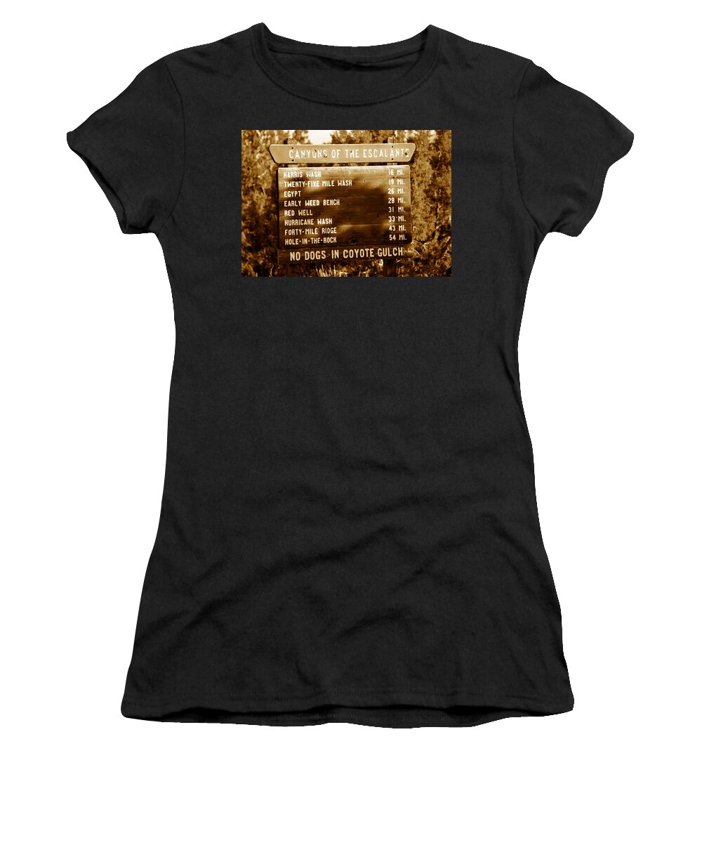 Canyons Of The Escalante Women's T-Shirt featuring the photograph Canyon signs by David Lee Thompson