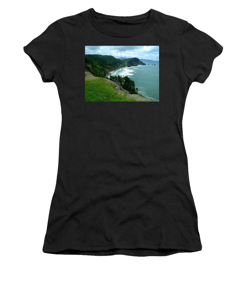 Cape Meares Women's T-Shirt featuring the photograph Cape Meares by Laureen Murtha Menzl