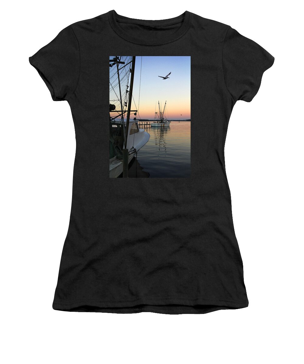 Fishing Boat Women's T-Shirt featuring the photograph Captain Tony - In for the Night by Mike McGlothlen