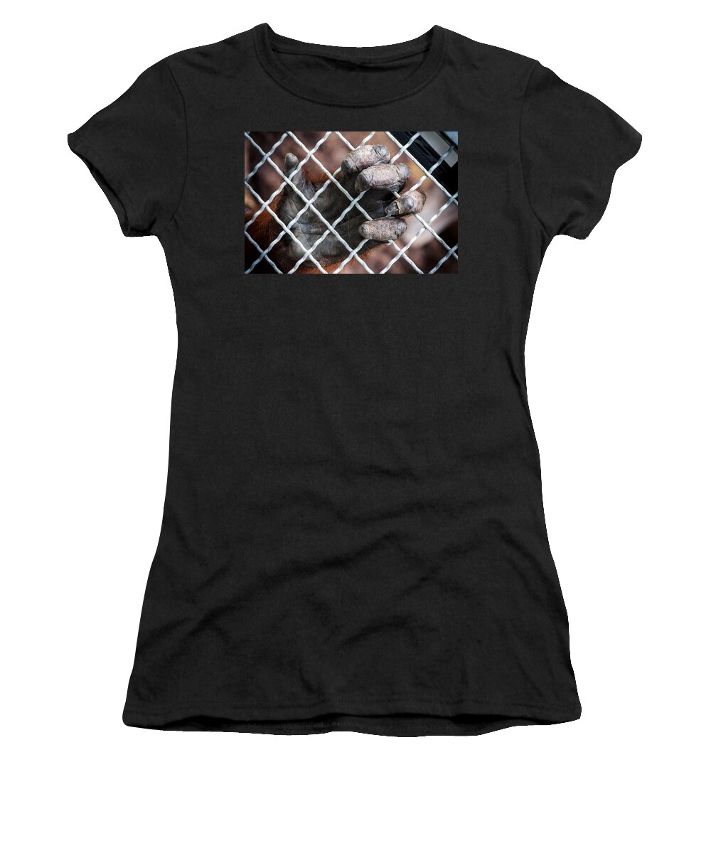 Orangutan Women's T-Shirt featuring the photograph Captive Heart by Sennie Pierson