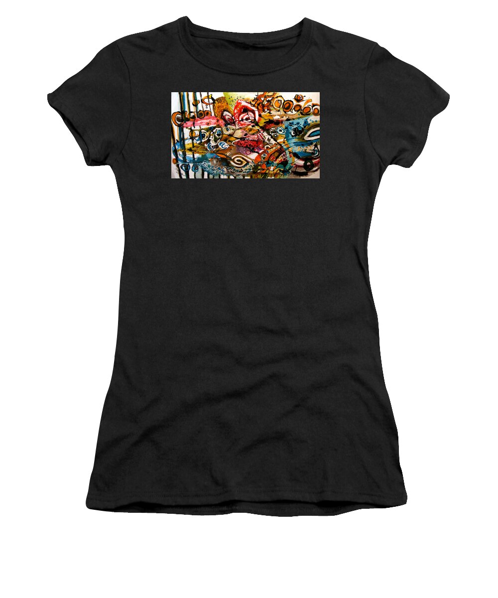 Abstract Women's T-Shirt featuring the painting Carari invelite in cer by Elena Bissinger