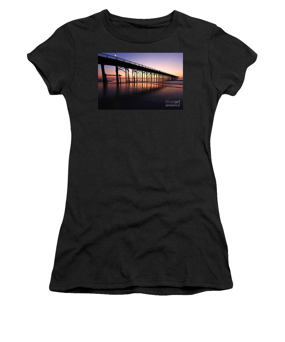 North Women's T-Shirt featuring the photograph North Carolina Beach Pier - Sunrise by Wayne Moran