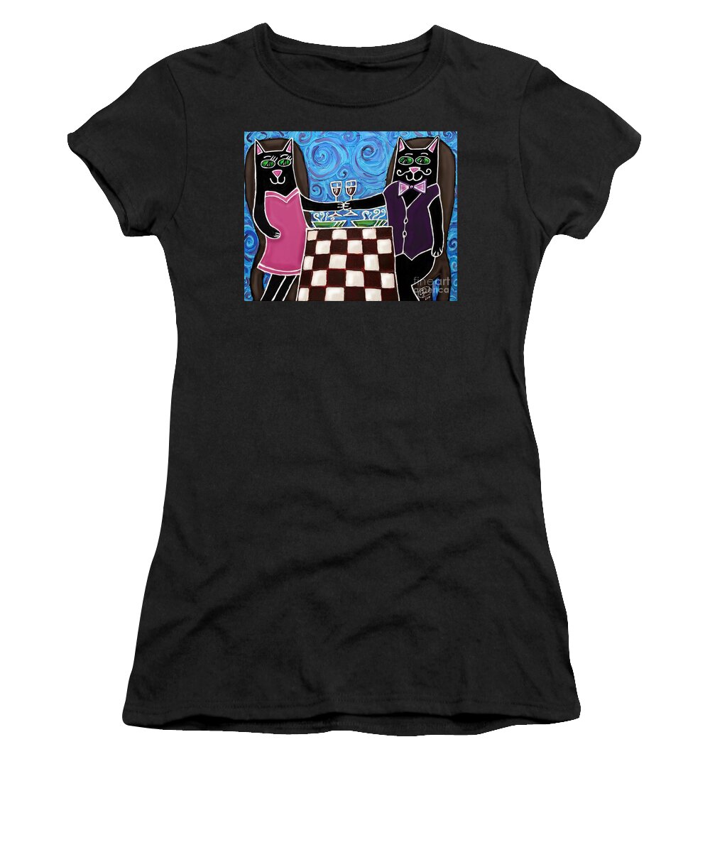 Cat Women's T-Shirt featuring the painting Cat Romance by Cynthia Snyder