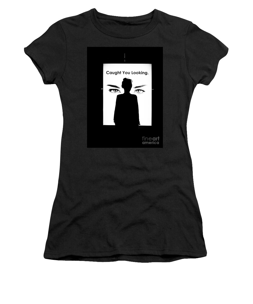 Abstract Women's T-Shirt featuring the photograph Caught You Looking B W by Fei A