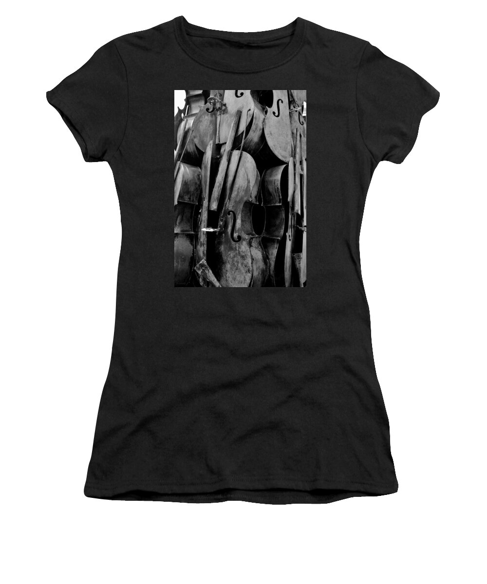Cello Women's T-Shirt featuring the photograph Cellos 6 Black And White by Rob Hans
