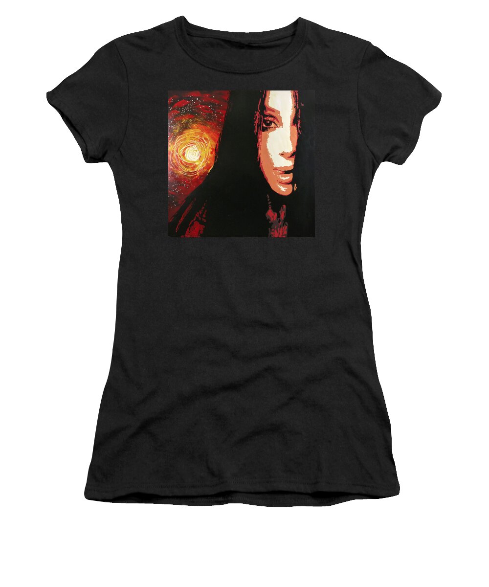 Cher Women's T-Shirt featuring the painting Cher by Jack Hanzer Susco