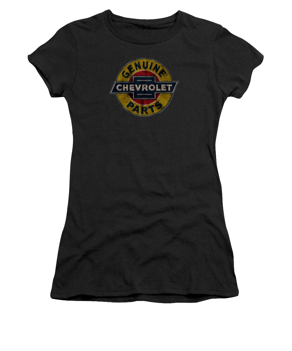  Women's T-Shirt featuring the digital art Chevrolet - Genuine Chevy Parts Distressed Sign by Brand A
