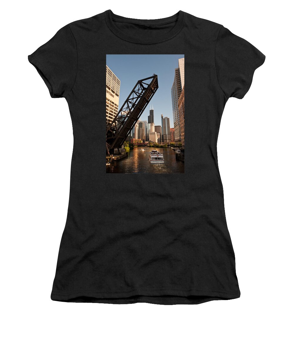 Chicago Women's T-Shirt featuring the photograph Chicago River Traffic by Steve Gadomski
