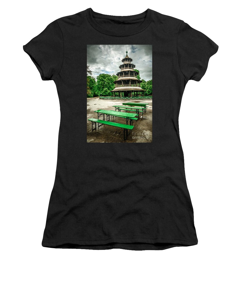 Architecture Women's T-Shirt featuring the photograph Chinesischer Turm I by Hannes Cmarits
