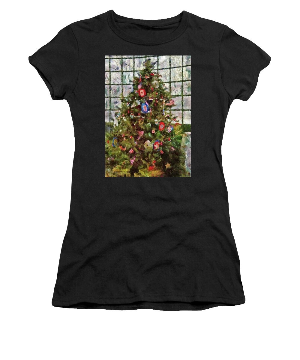 Christmas Women's T-Shirt featuring the photograph Christmas - An American Christmas by Mike Savad