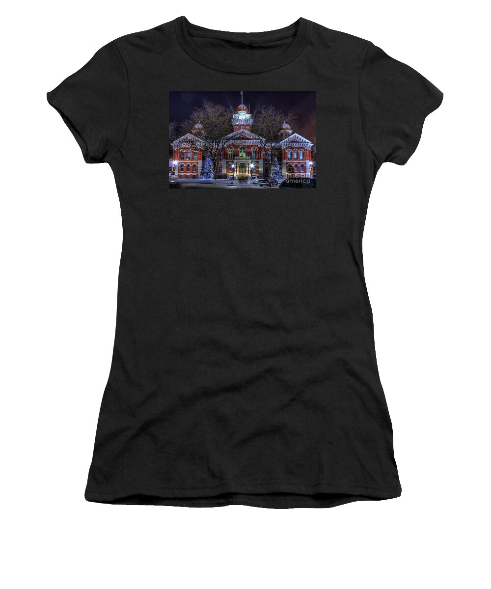 Courthouse Women's T-Shirt featuring the photograph Christmas Courthouse by Scott Wood