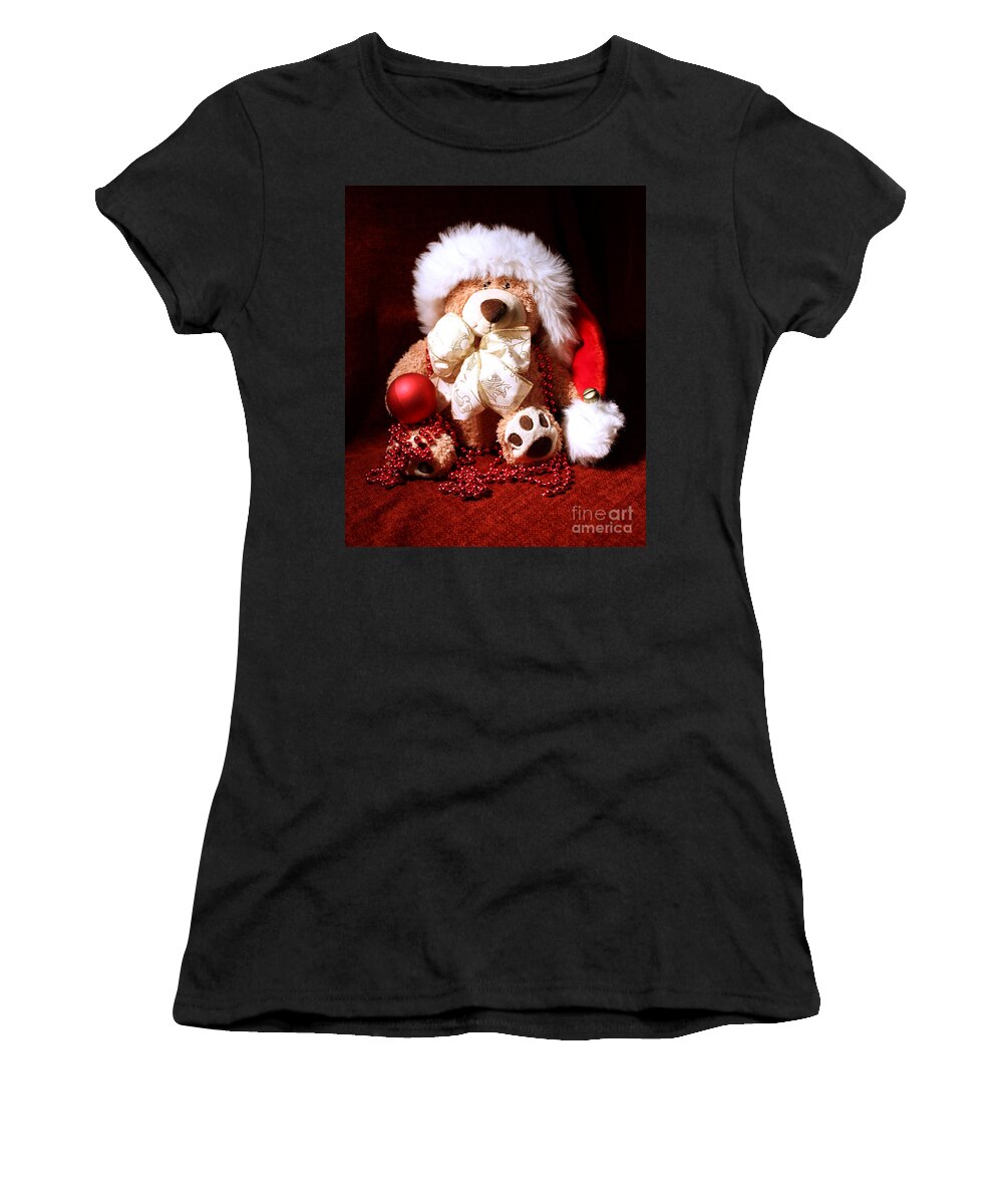 Teddy Women's T-Shirt featuring the photograph Christmas Teddy by Terri Waters