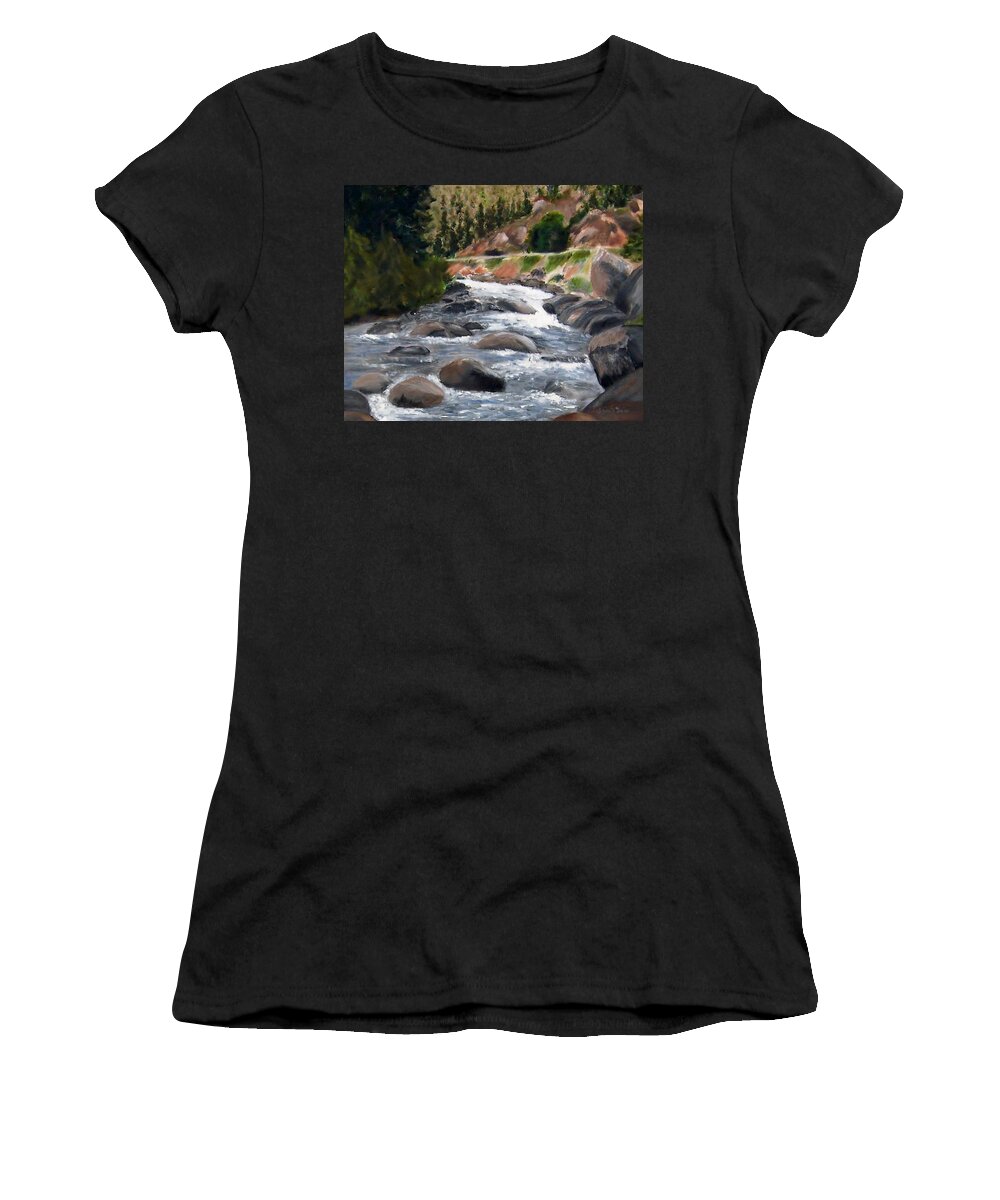 Water Women's T-Shirt featuring the painting Colorado Rapids by Jamie Frier