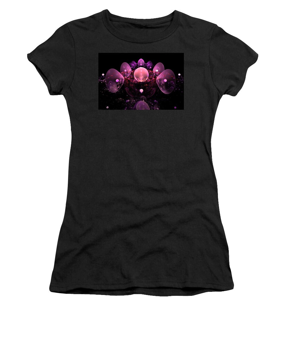 Pink Women's T-Shirt featuring the photograph Computer Generated Pink Abstract Bubbles Fractal Flame Art by Keith Webber Jr
