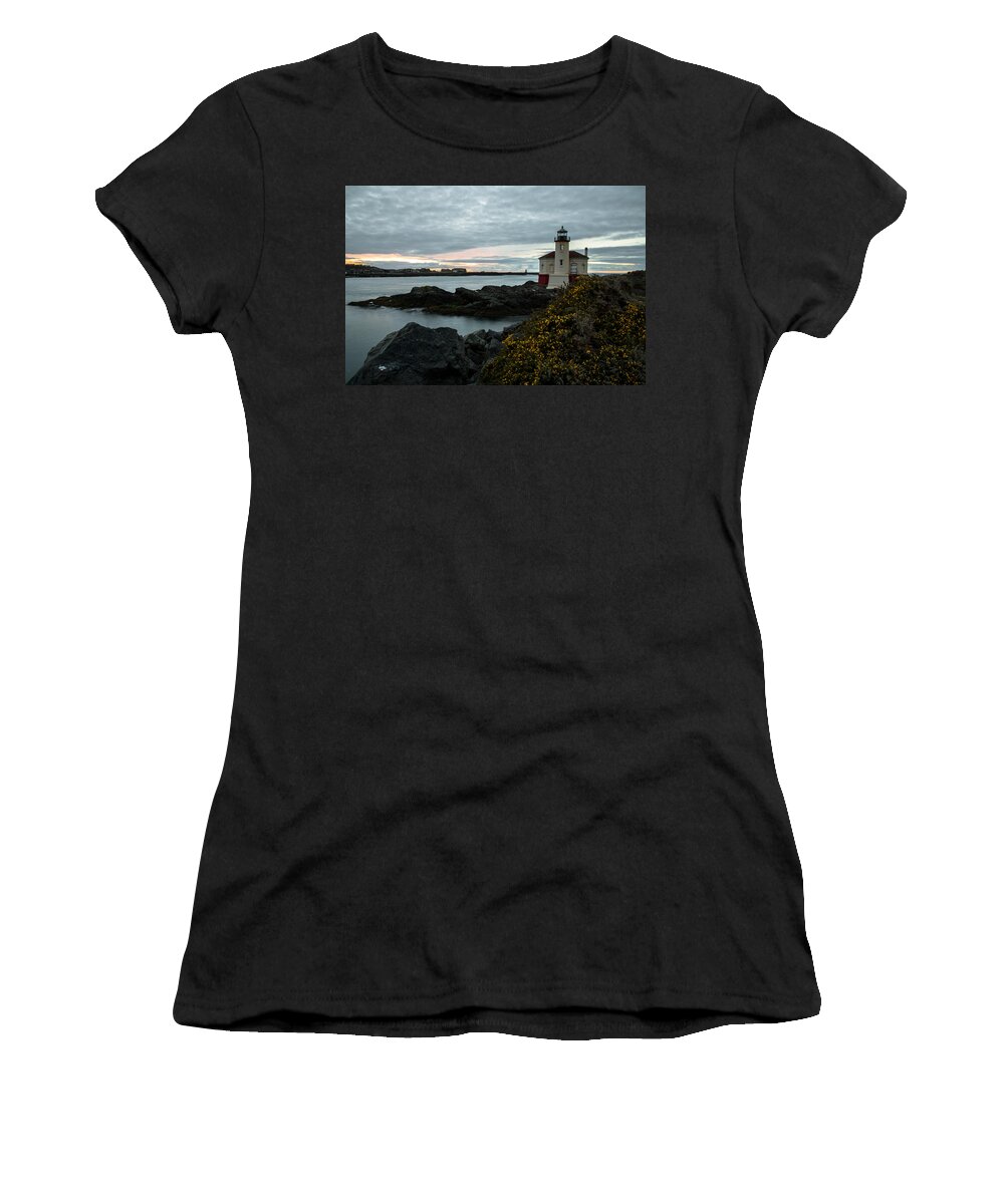 Coquille River Lighthouse Women's T-Shirt featuring the photograph Coquille River Lighthouse Landscape by John Daly
