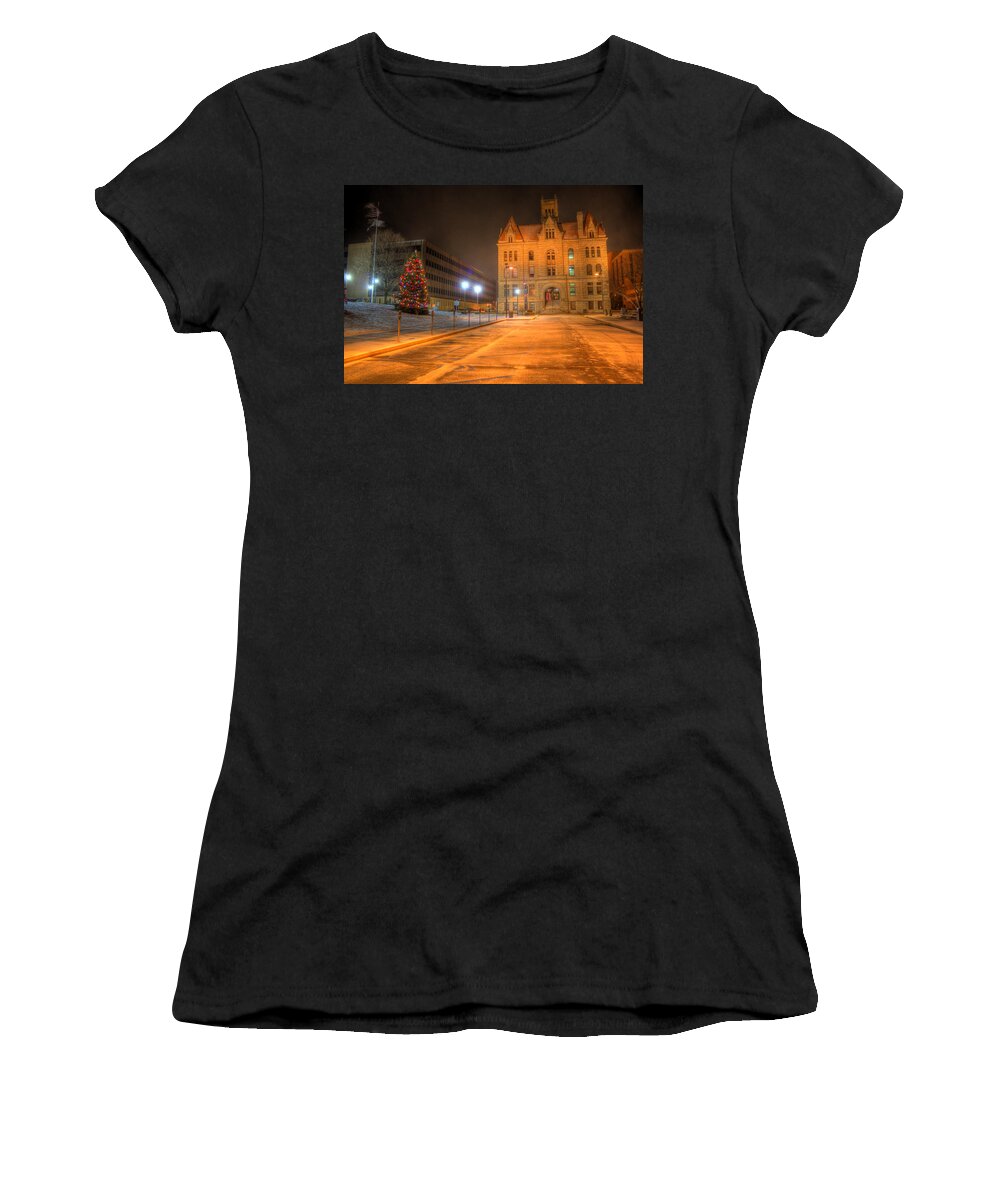 Parkersburg Women's T-Shirt featuring the photograph Courthouse at Night by Jonny D