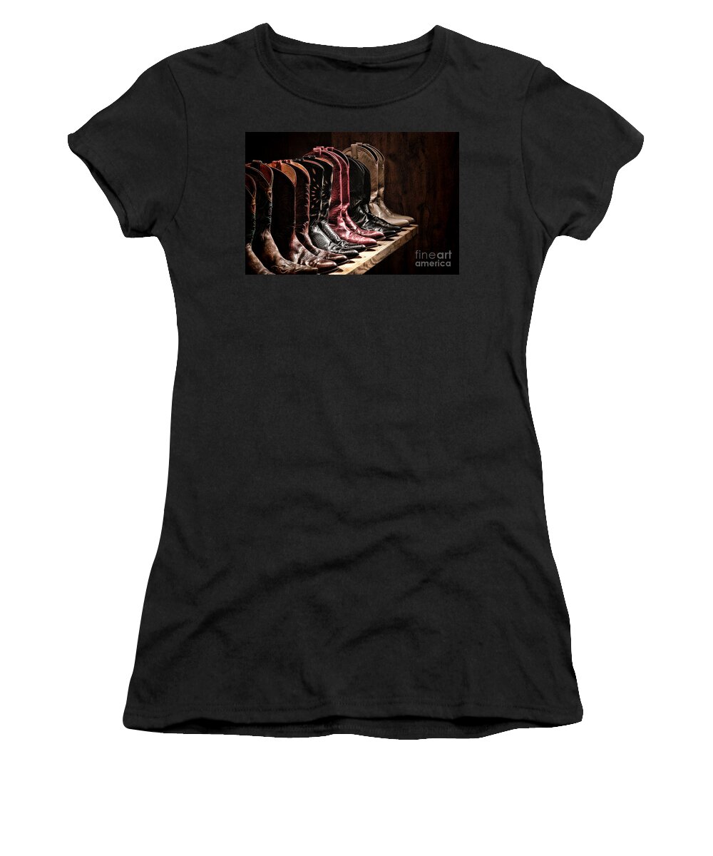 Cowgirl Boots Women's T-Shirt featuring the photograph Cowgirl Boots Collection by Olivier Le Queinec