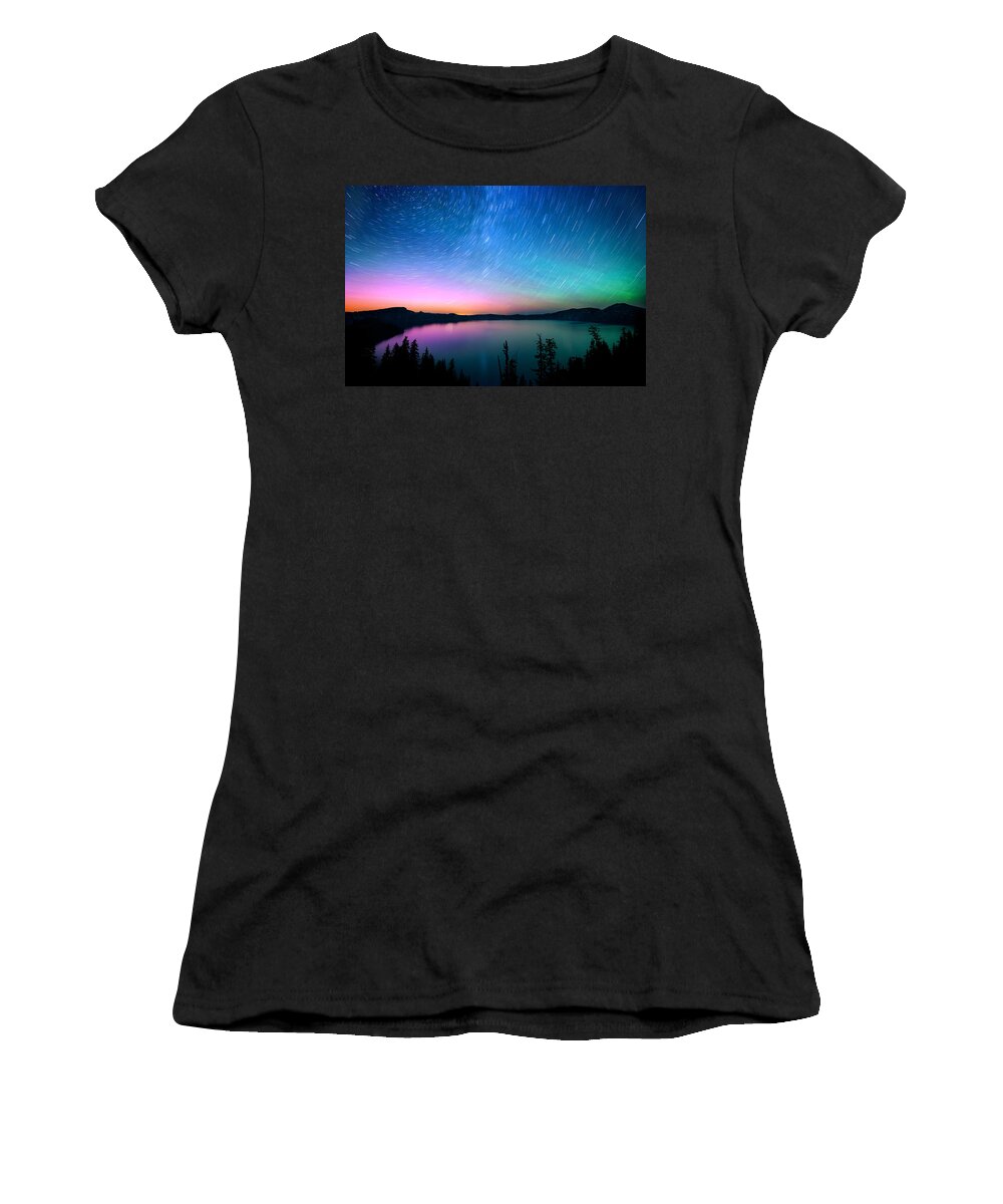 Aurora Women's T-Shirt featuring the photograph Crater Lake Aurora by Andrew Kumler