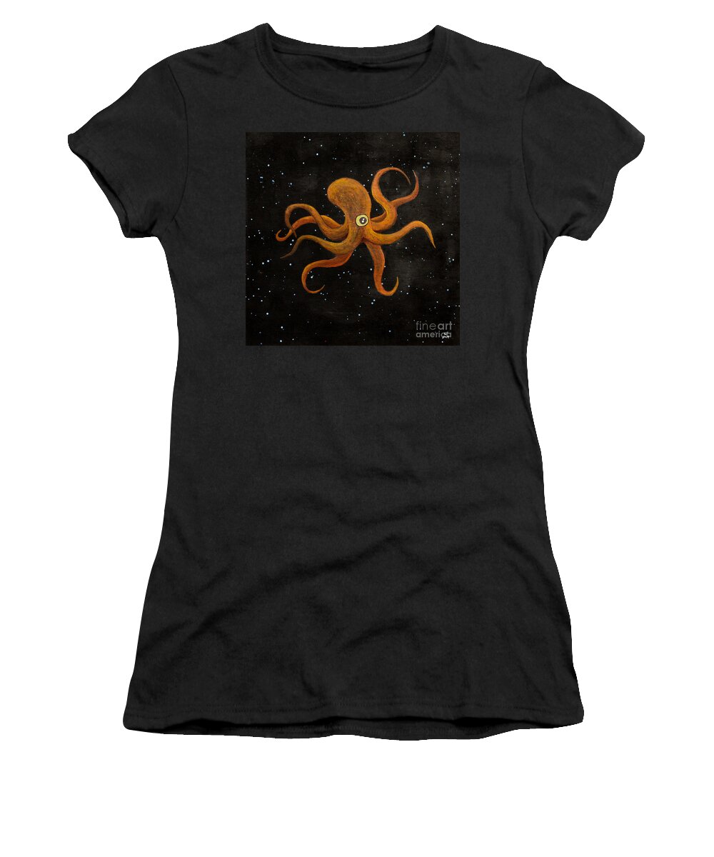  Women's T-Shirt featuring the painting Cycloptopus black by Stefanie Forck