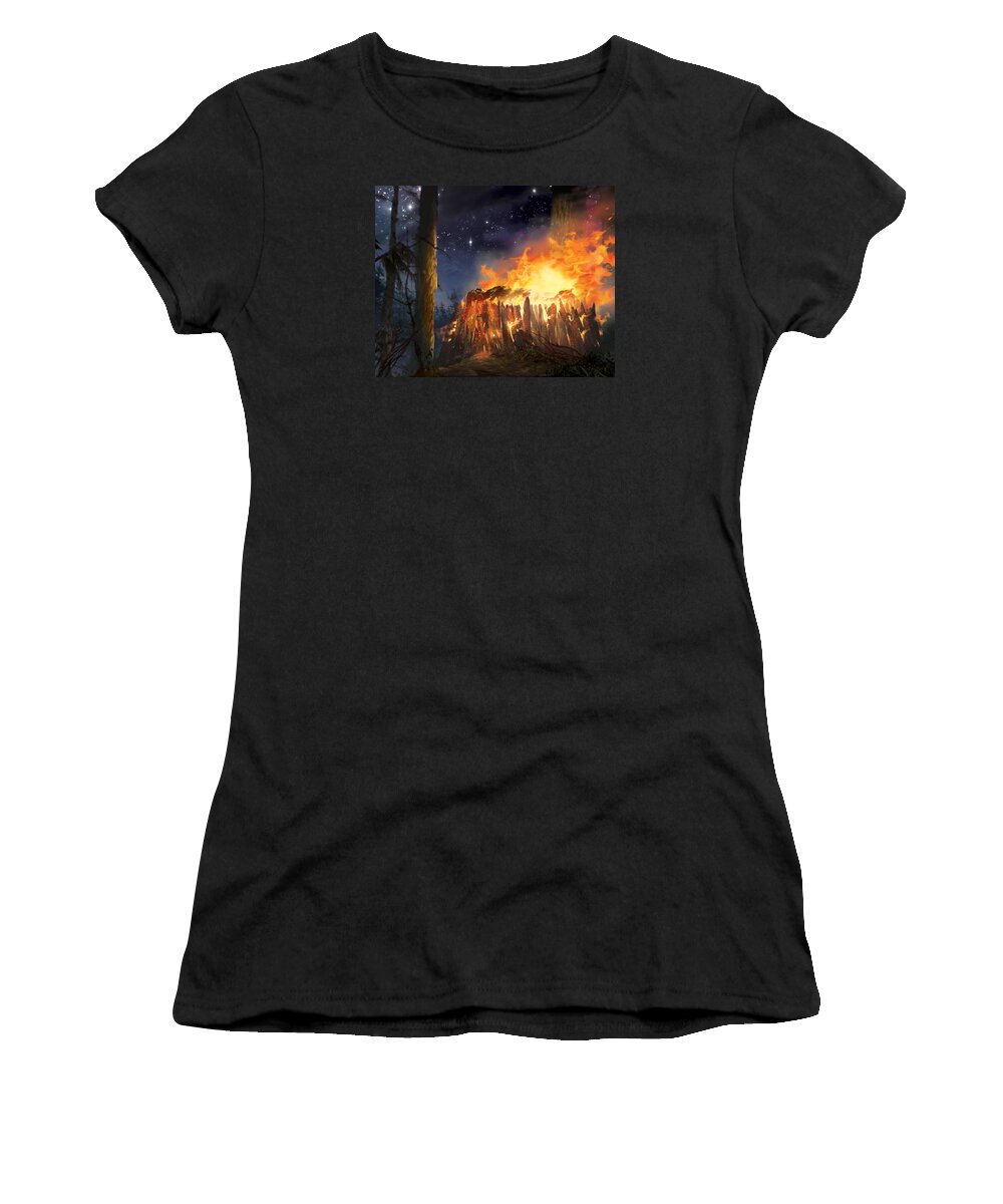 Star Wars Women's T-Shirt featuring the digital art Darth Vader's Funeral Pyre by Ryan Barger