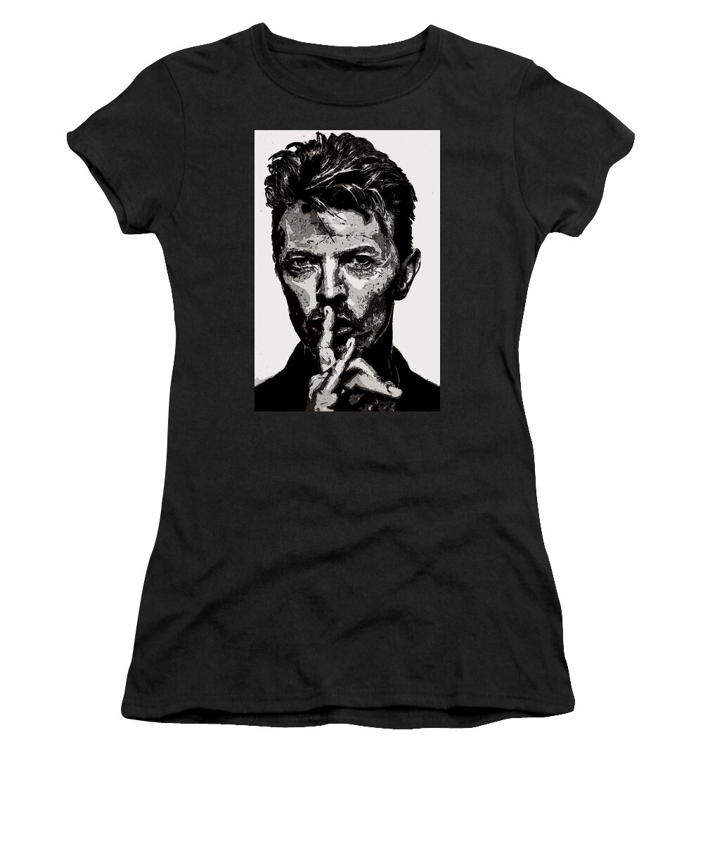 David Bowie Women's T-Shirt featuring the photograph David Bowie - Pencil by Doc Braham