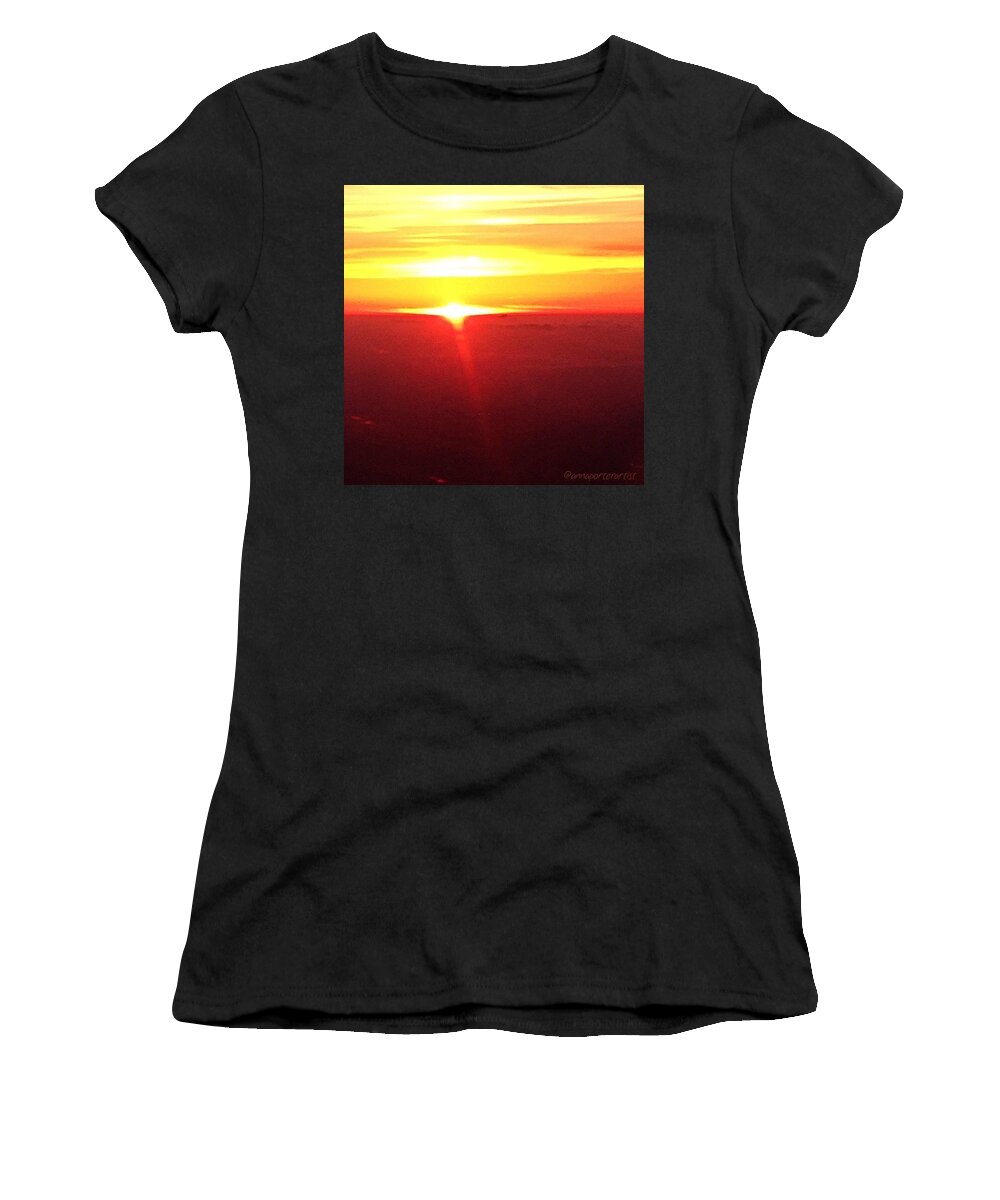 Rebel_sky Women's T-Shirt featuring the photograph Day Is Done, Sunset From Delta Flight by Anna Porter