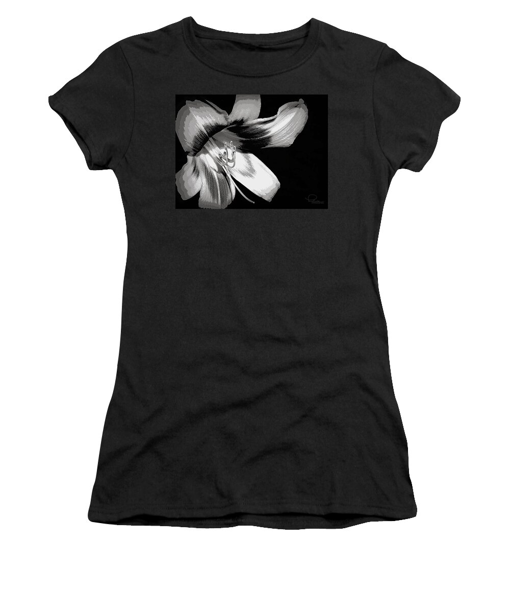 Flower Women's T-Shirt featuring the digital art Daylily in Gray by Ludwig Keck