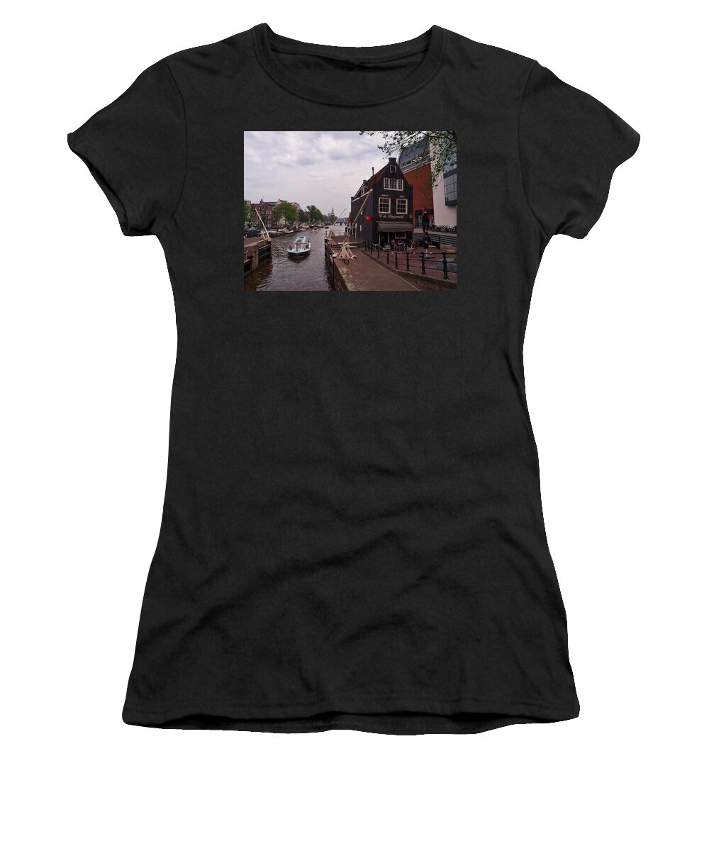 Alankomaat Women's T-Shirt featuring the photograph de Sluyswacht Amsterdam by Jouko Lehto