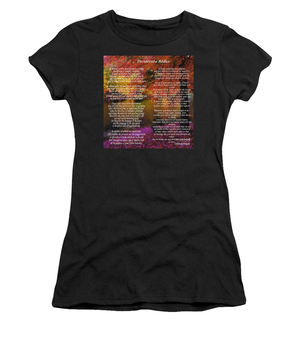 Poem Women's T-Shirt featuring the digital art Desiderata Redux by Lianne Schneider