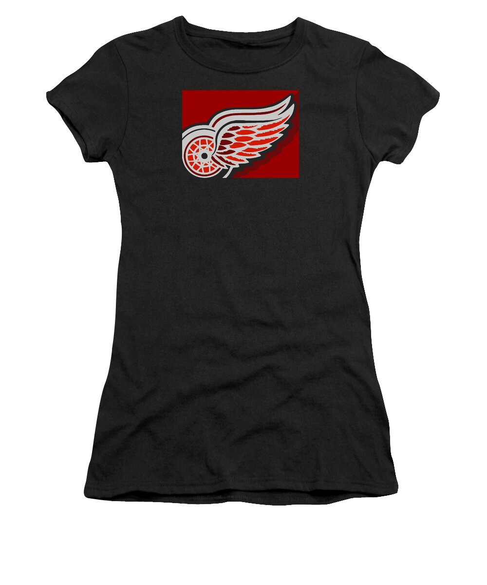 Detroit Women's T-Shirt featuring the painting Detroit Red Wings by Tony Rubino
