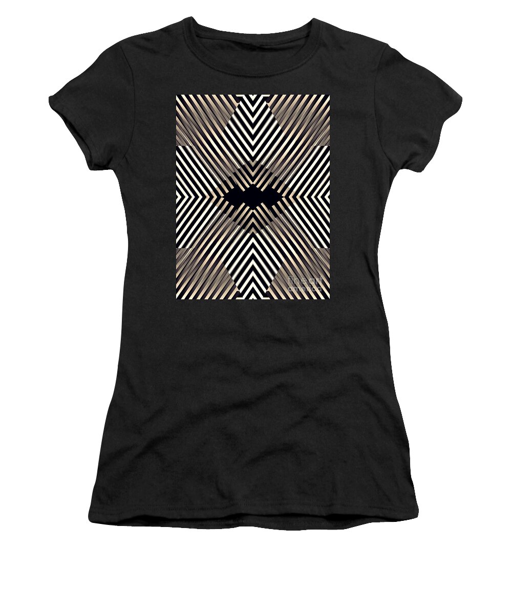 Abstract Women's T-Shirt featuring the digital art Diamond Illusion in Sepia by Sarah Loft