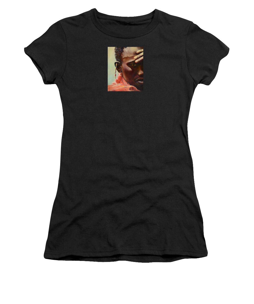 Portrait Women's T-Shirt featuring the painting Dignity by Sher Nasser