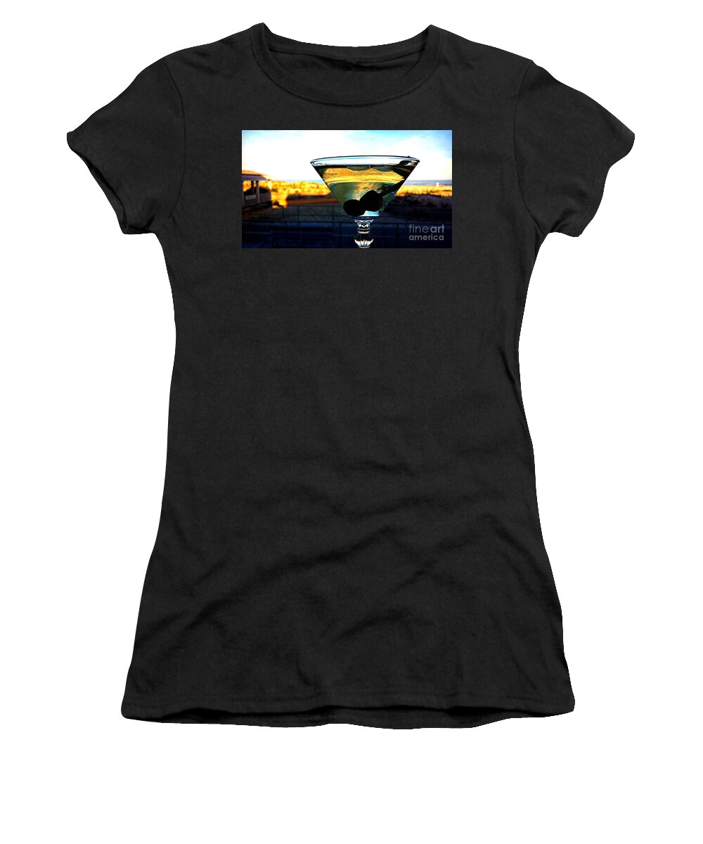 Dirty Martini Women's T-Shirt featuring the photograph Dirty Martini On Beach by Beth Ferris Sale