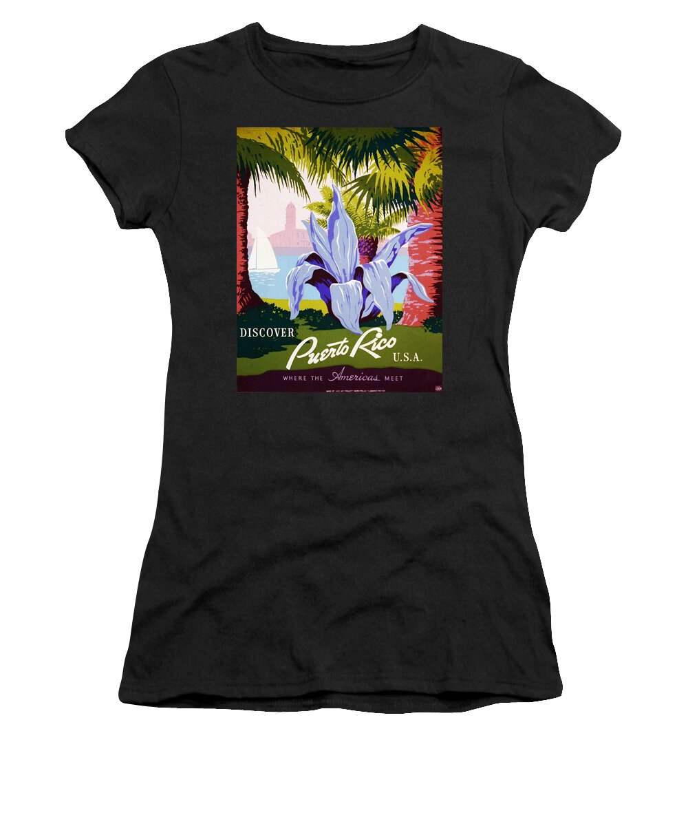 Beach Women's T-Shirt featuring the digital art Discover Puerto Rico by Georgia Clare