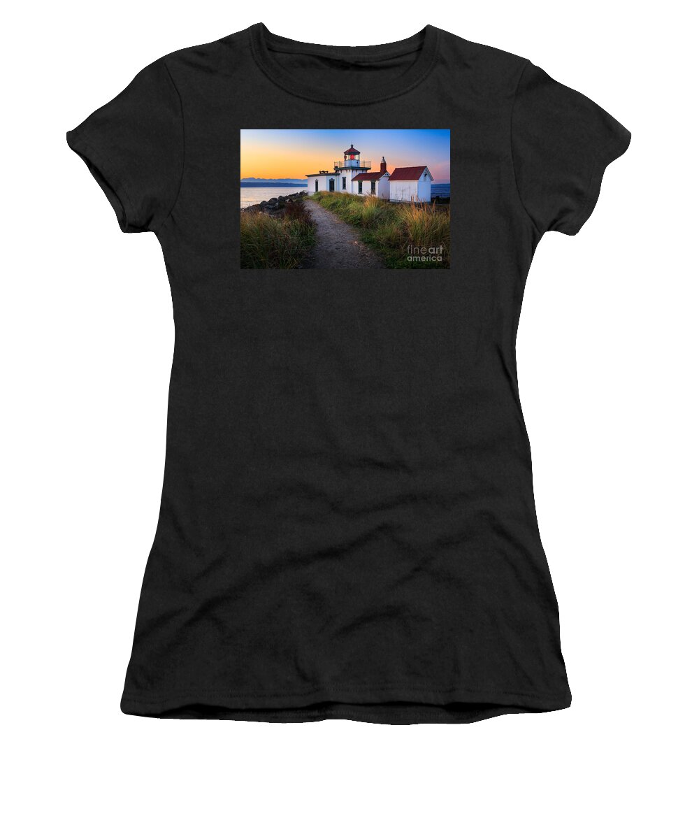 America Women's T-Shirt featuring the photograph Discovery Lighthouse by Inge Johnsson