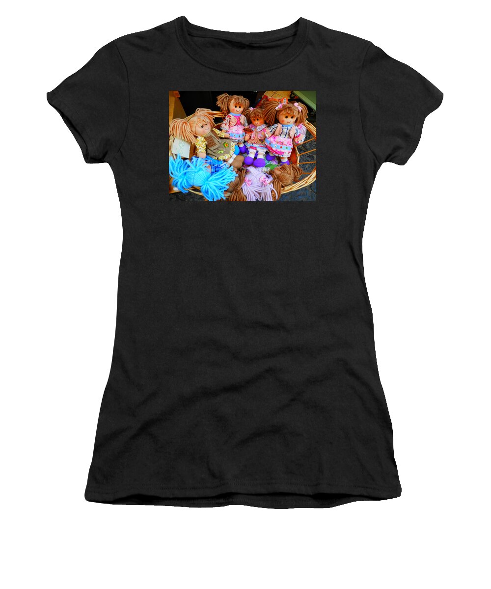 Dolls Women's T-Shirt featuring the photograph Dolls for Sale 1 by Pema Hou