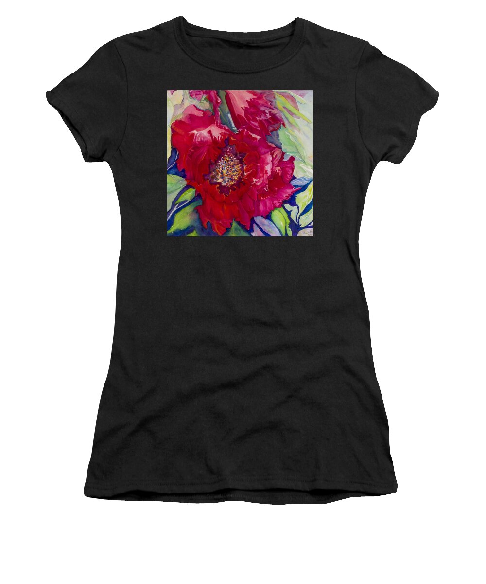 Art Women's T-Shirt featuring the photograph Double Peony - original watercolor painting by Anna Porter