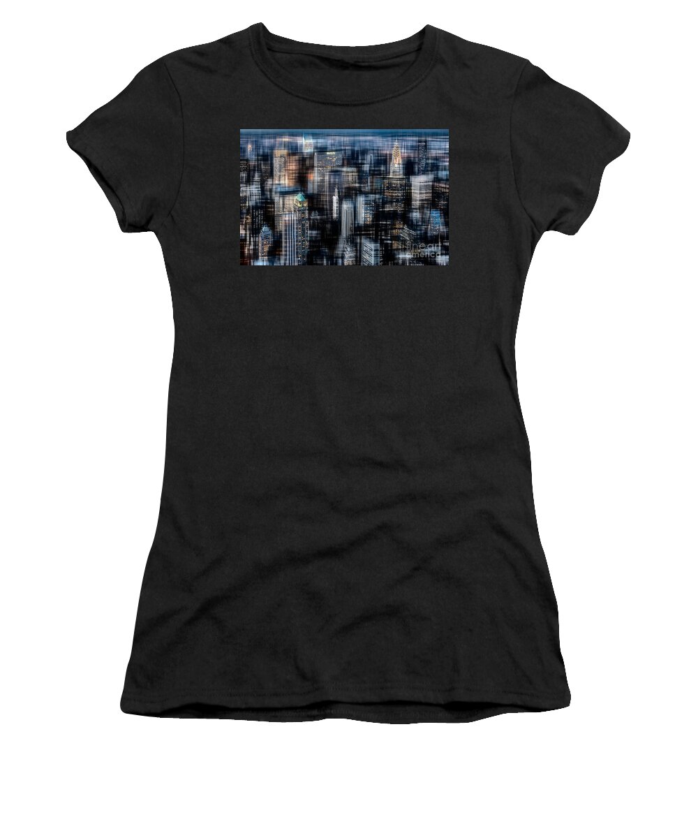 Nyc Women's T-Shirt featuring the photograph Downtown at night by Hannes Cmarits