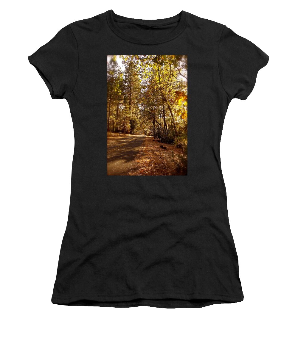 Country Lane Women's T-Shirt featuring the photograph Dreamy Autumn Lane by Michele Myers