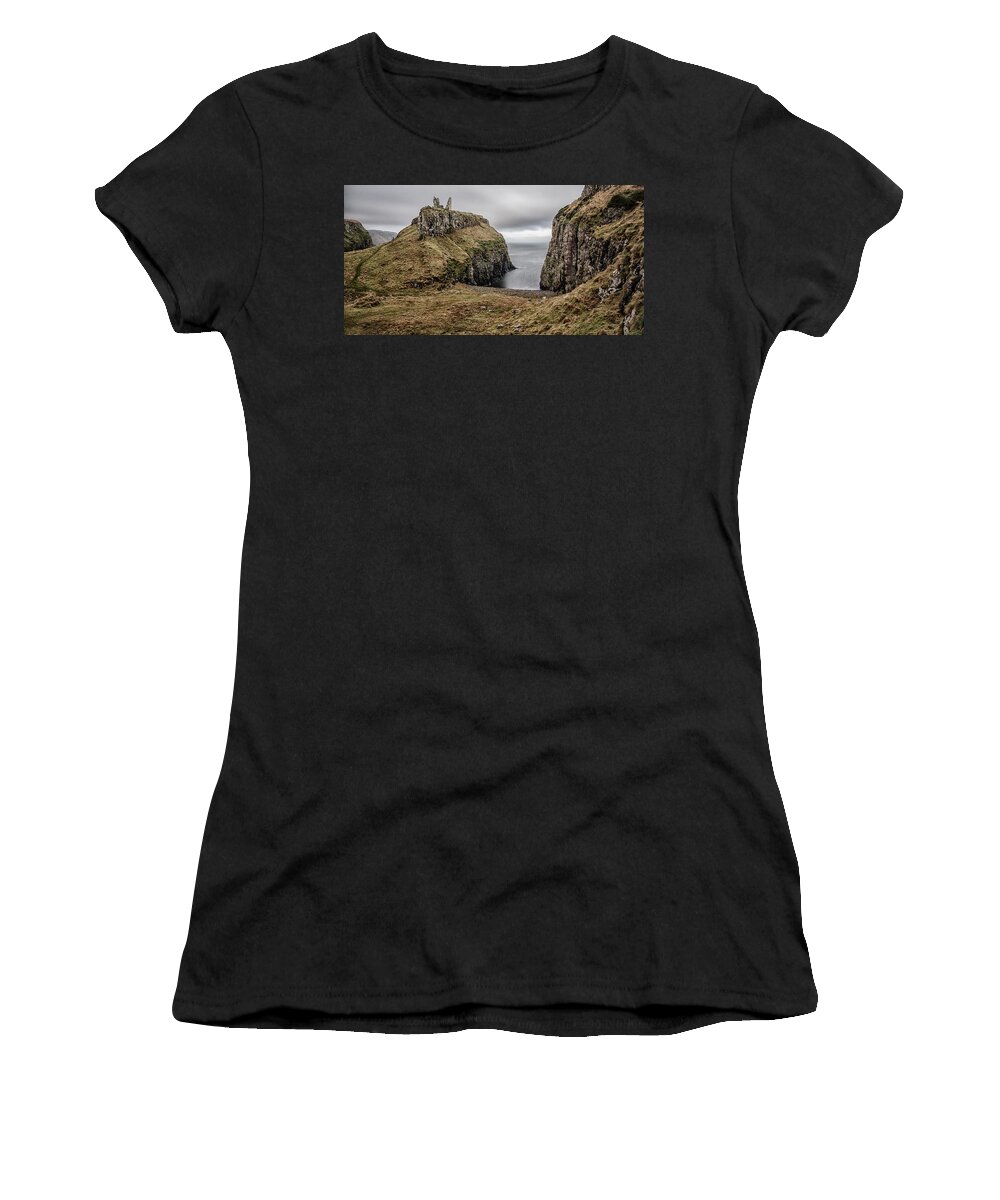 Dunseverick Women's T-Shirt featuring the photograph Dunseverick Castle by Nigel R Bell