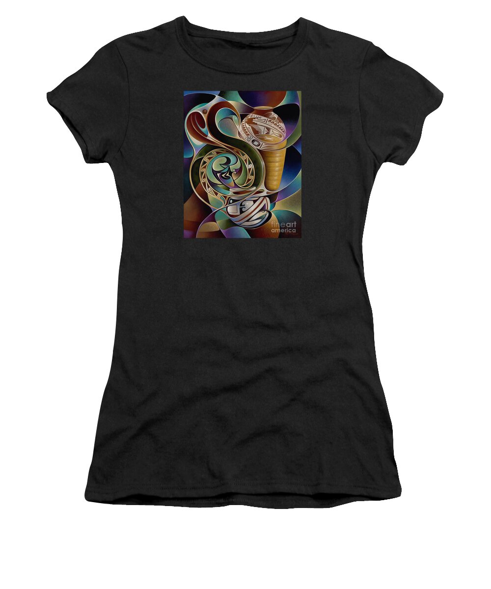 Abstract Women's T-Shirt featuring the painting Dynamic Still I by Ricardo Chavez-Mendez