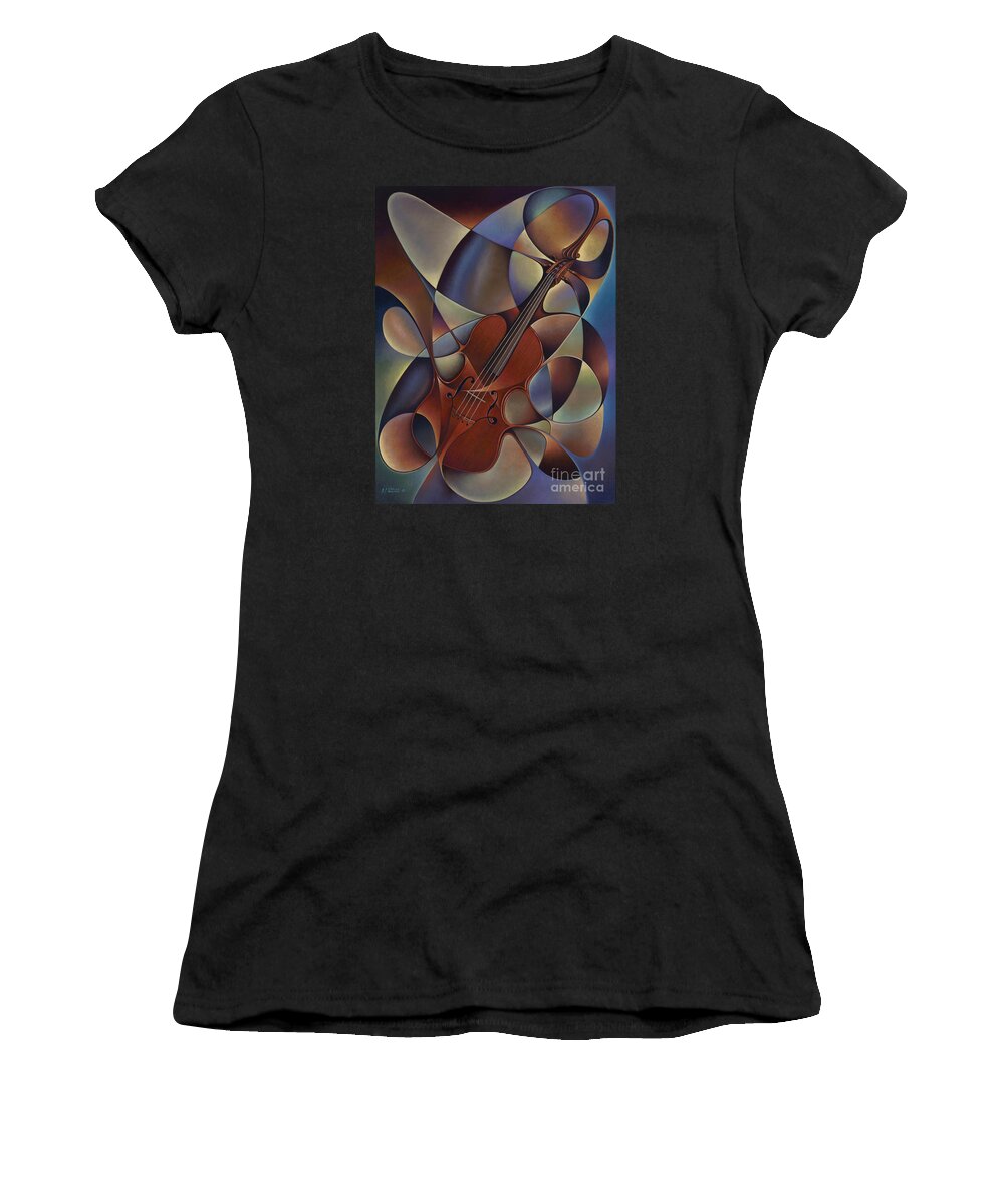 Violin Women's T-Shirt featuring the painting Dynamic Violin by Ricardo Chavez-Mendez