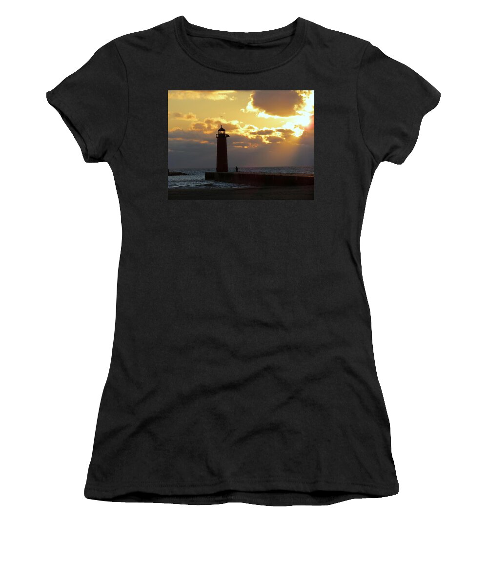 Pierhead Women's T-Shirt featuring the photograph Early Morning Stranger by Kay Novy