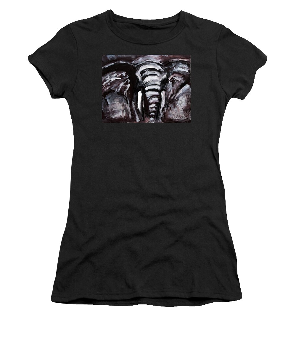 Elephant Women's T-Shirt featuring the painting ELEPHANT - Bigger size by Lidija Ivanek - SiLa