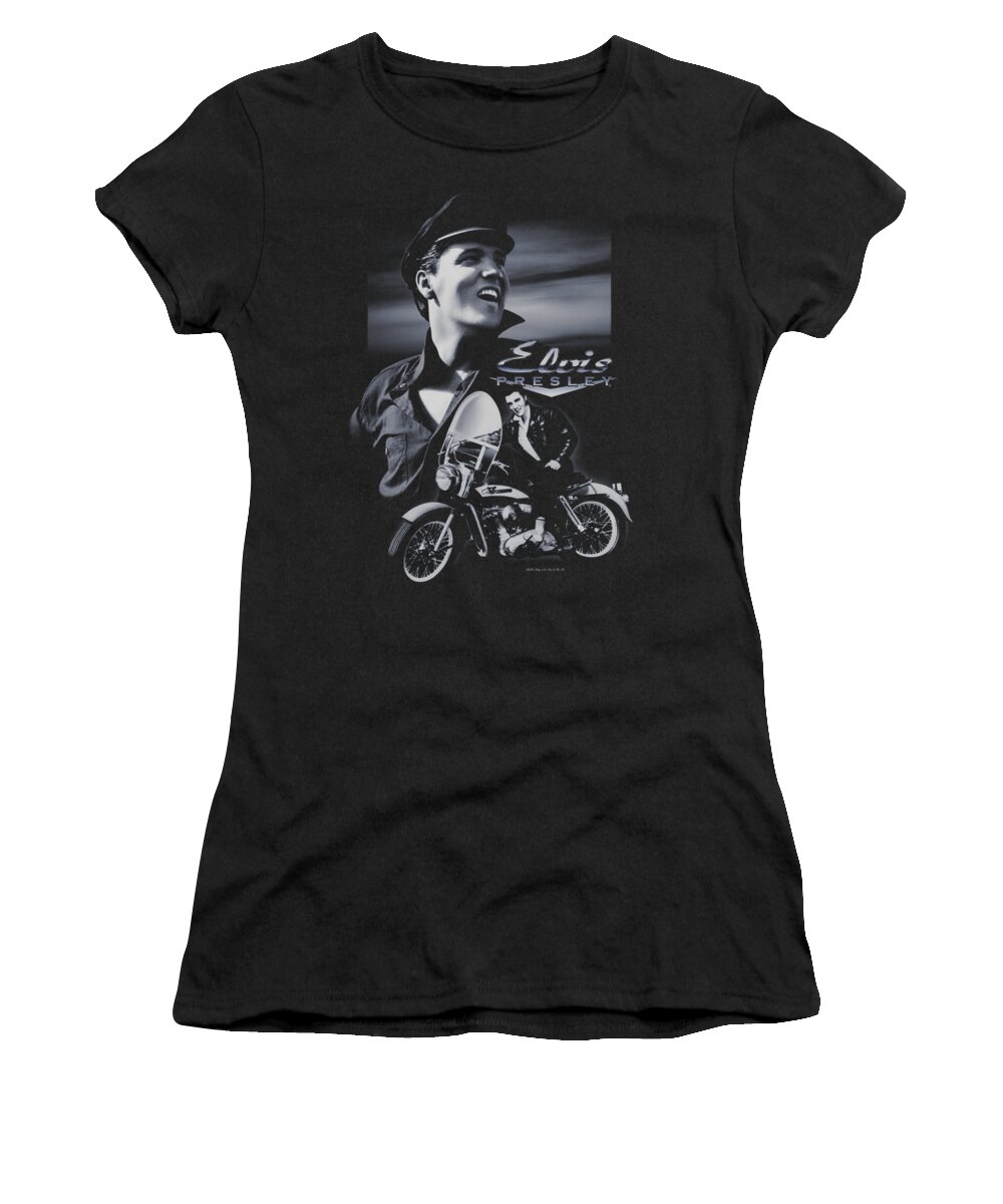  Women's T-Shirt featuring the digital art Elvis - Motorcycle by Brand A
