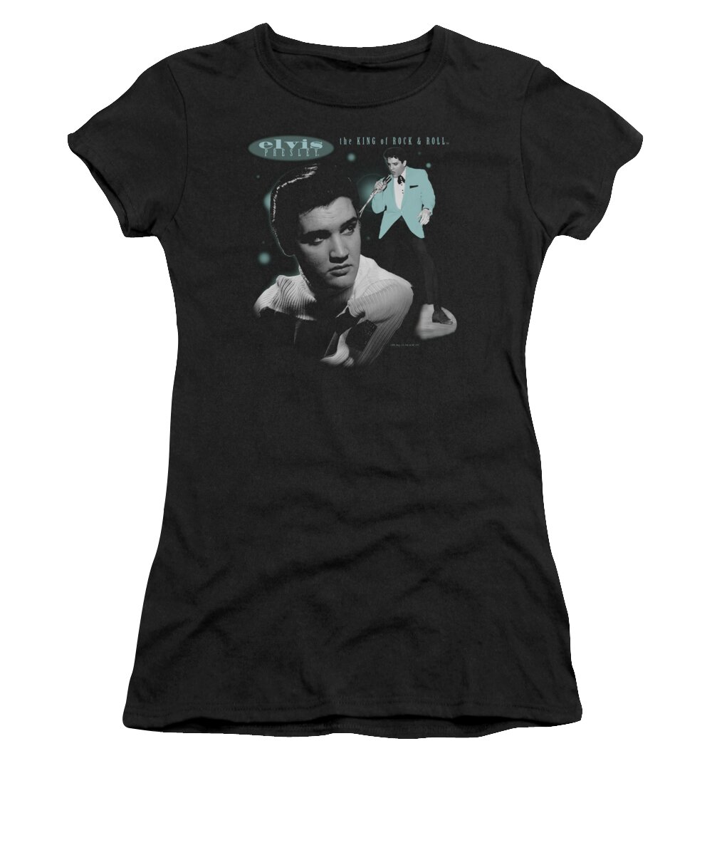Elvis Women's T-Shirt featuring the digital art Elvis - Teal Portrait by Brand A