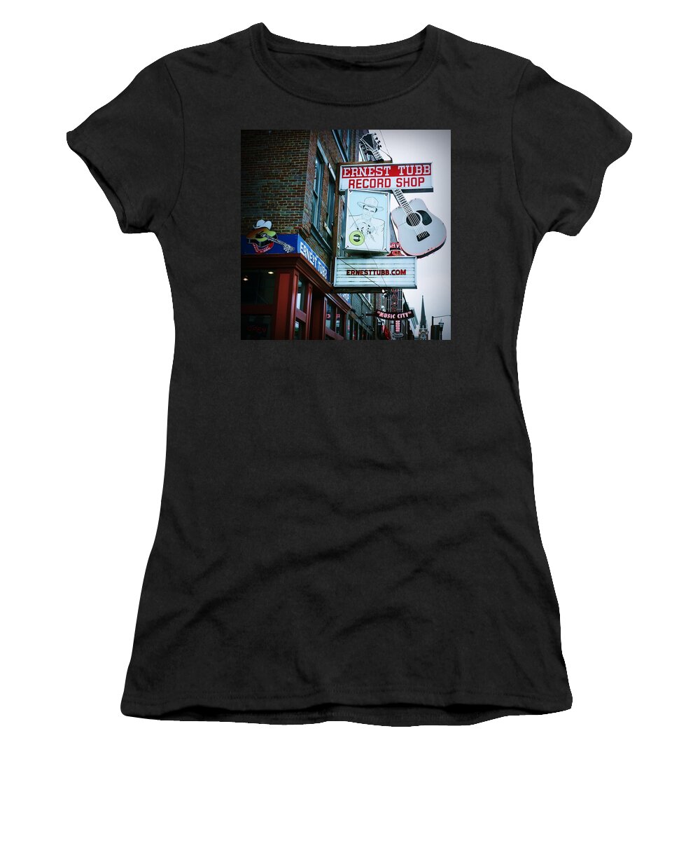 Nashville Women's T-Shirt featuring the digital art Ernest Tubb Record Shop by Linda Unger