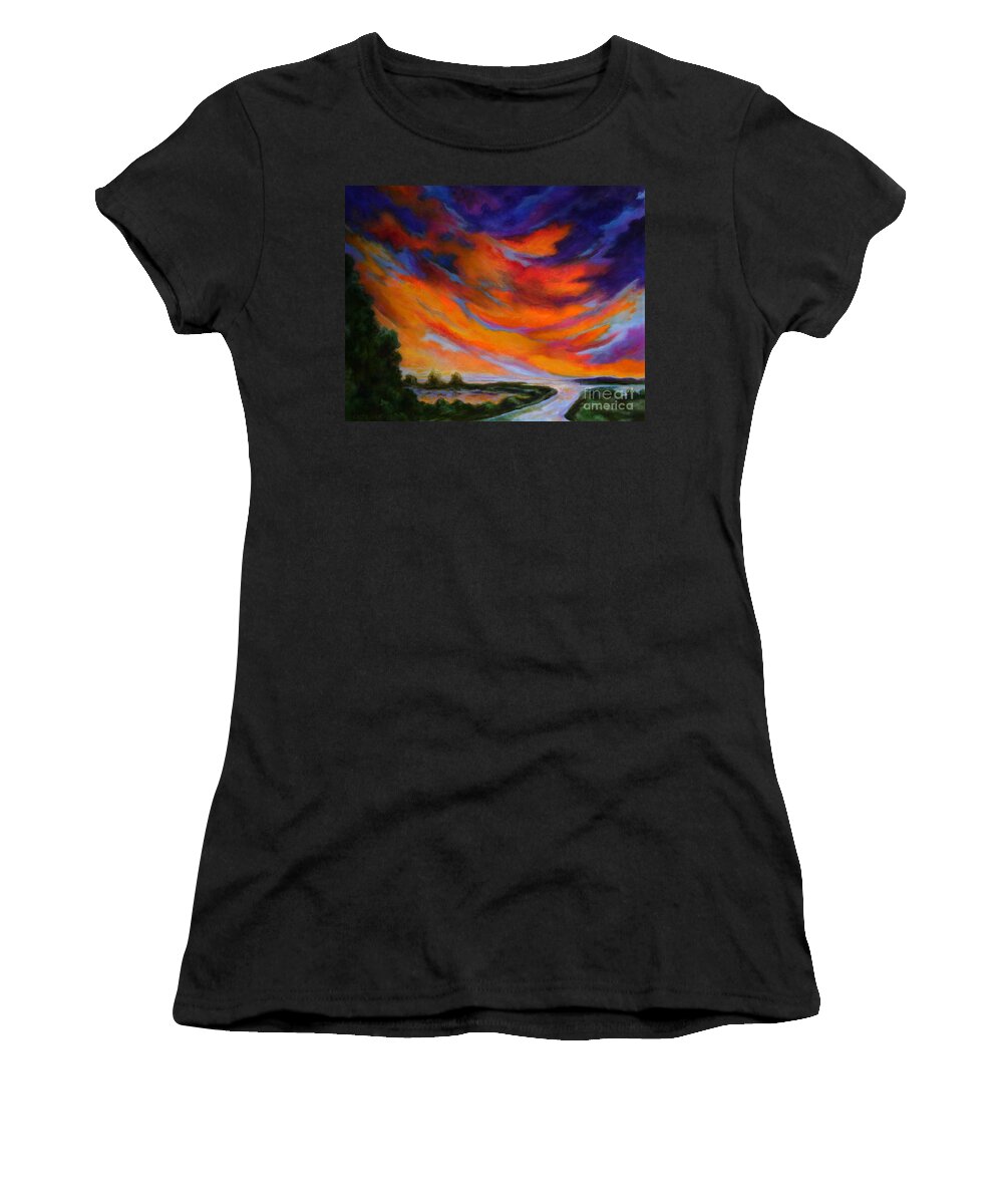 Landscape Women's T-Shirt featuring the painting Espiritu del cielo by Alison Caltrider